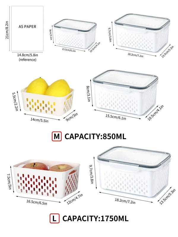 Plastic Food Storage with Drain Basket