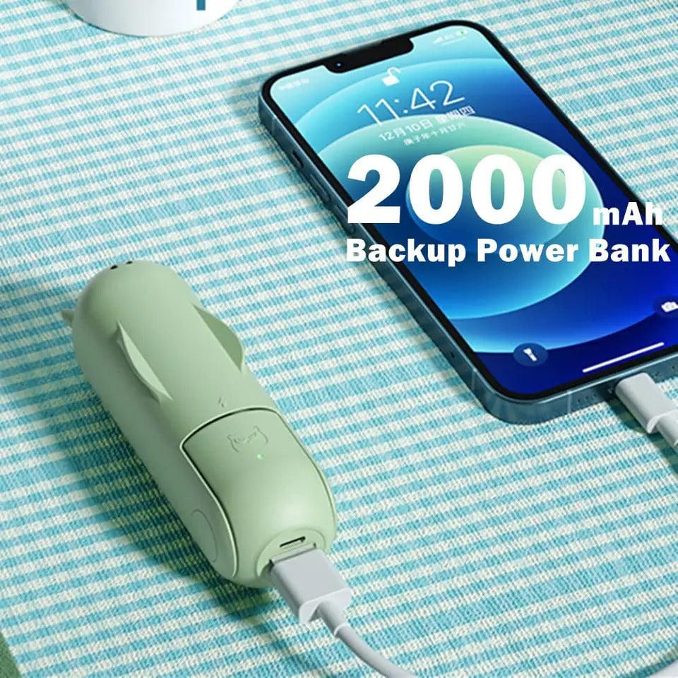 Rechargeable Mini Hand Fan With Power Bank