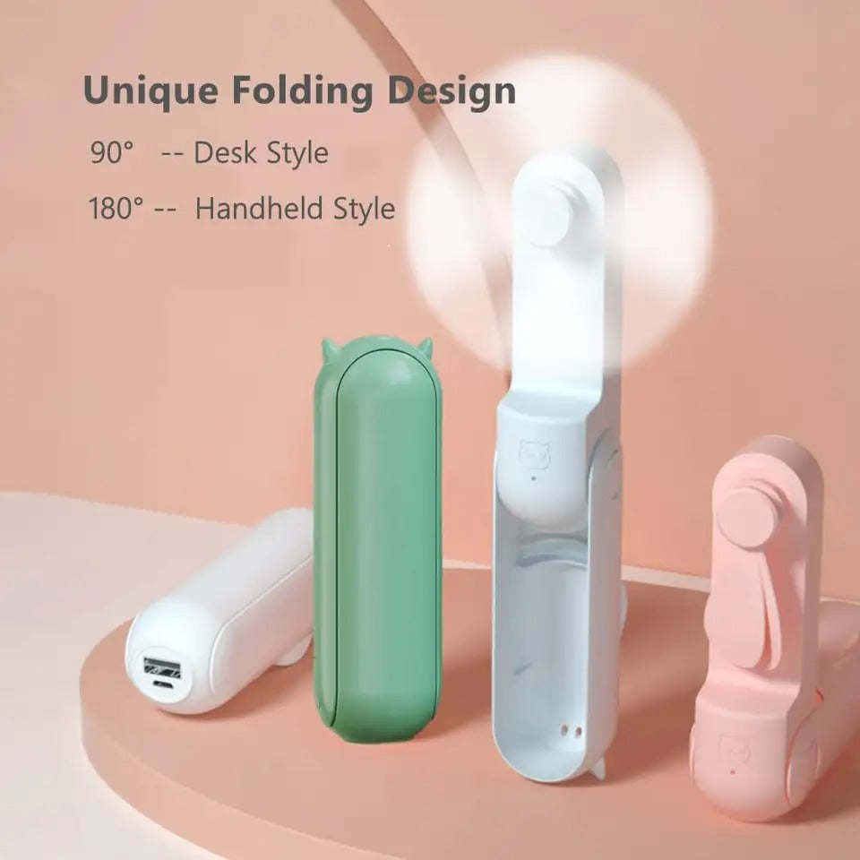 Rechargeable Mini Hand Fan With Power Bank