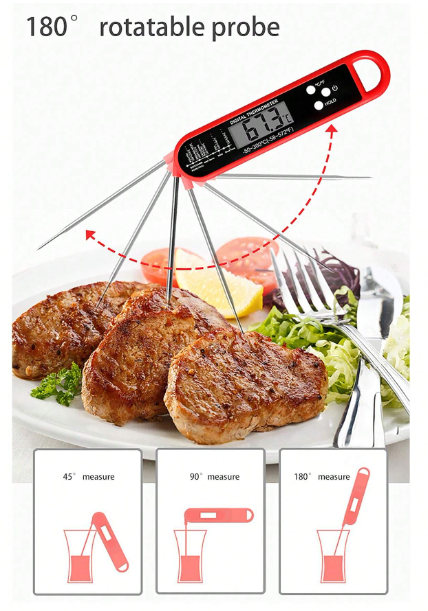 Digital Meat Thermometer - Waterproof Kitchen Thermometer with Backlight and Hold, Fast Instant Read Food Thermometer