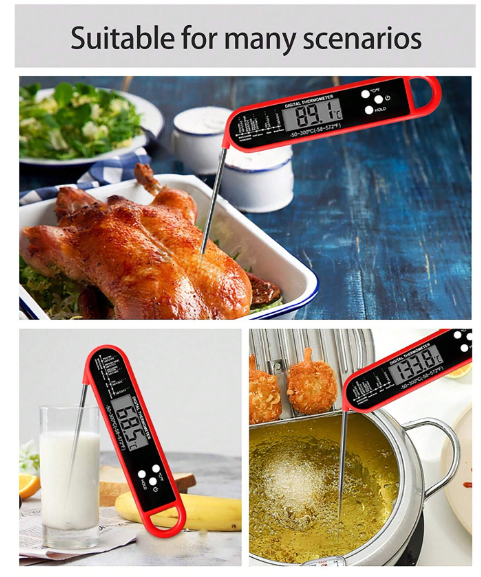 Digital Meat Thermometer - Waterproof Kitchen Thermometer with Backlight and Hold, Fast Instant Read Food Thermometer