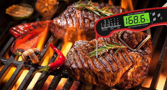 Digital Meat Thermometer - Waterproof Kitchen Thermometer with Backlight and Hold, Fast Instant Read Food Thermometer