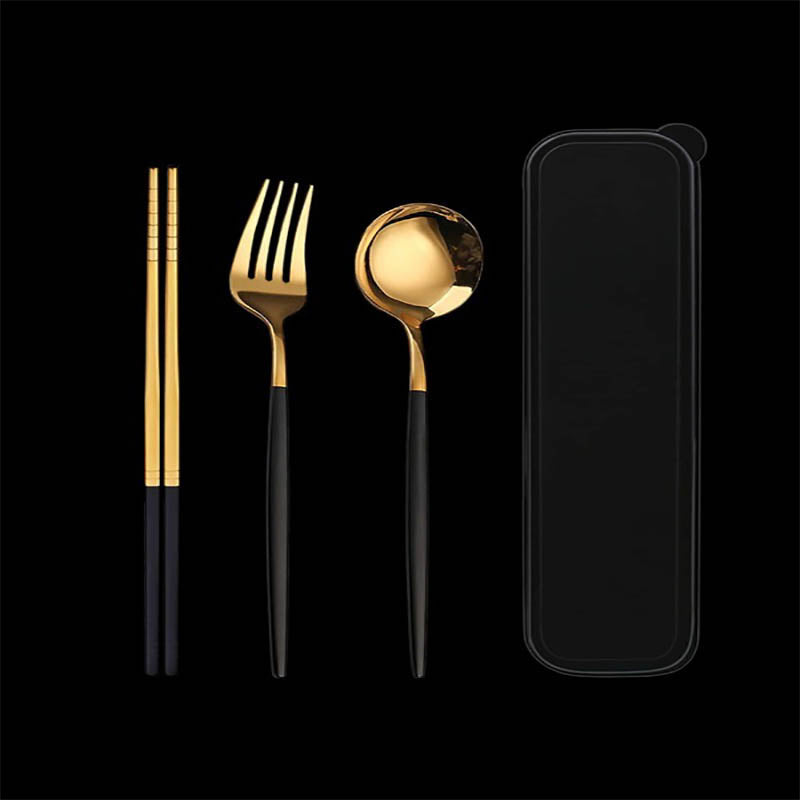 Three-piece Stainless Steel Portable Spoon Fork Chopsticks Cutlery Set