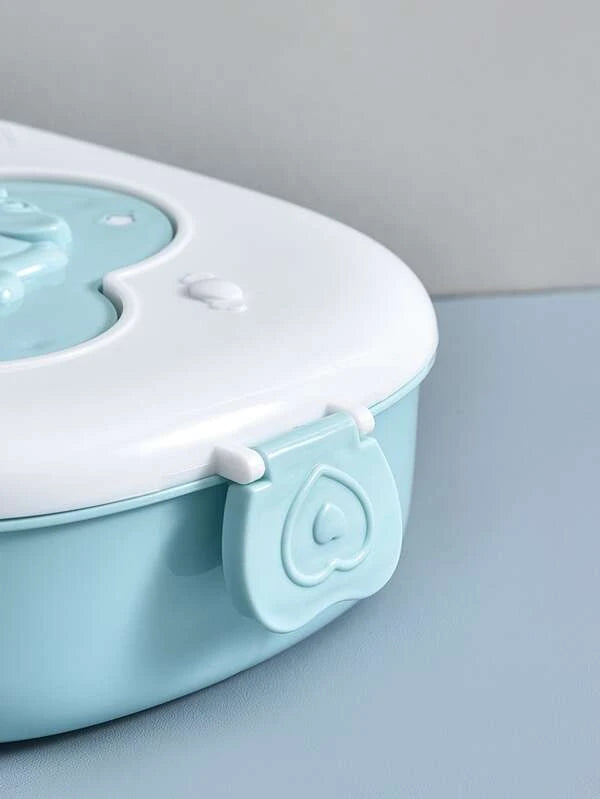 Portable 3 compartment Plastic Lunch Box with Unicorn Detail.