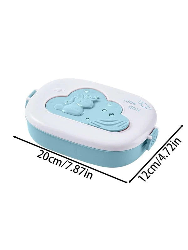 Portable 3 compartment Plastic Lunch Box with Unicorn Detail.