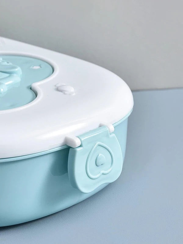 Portable 3 compartment Plastic Lunch Box with Unicorn Detail.